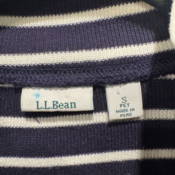 LL Bean Striped Quarter Zip Pullover Womens S Coastal Fisherman Nautical Preppy - Picture 5 of 6